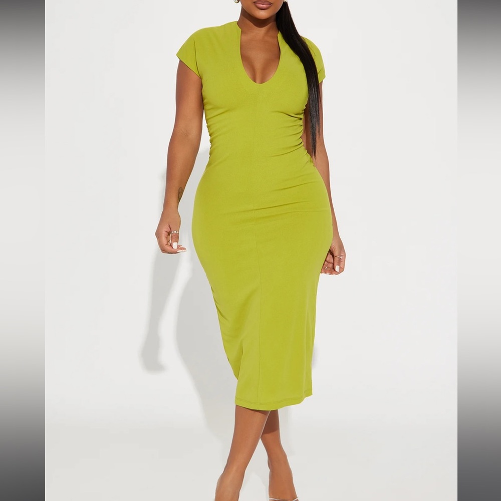 Light olive midi dress!